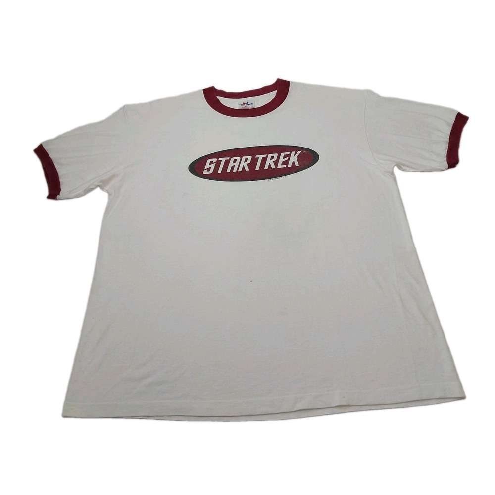 Vintage 1996 Star Trek Oval Logo Ringer Shirt Mens XL Movie Paramount